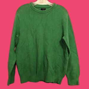 VTG J Crew 100% Cotton Sweater Green Men's M Preppy Crewneck Ireland Old Money